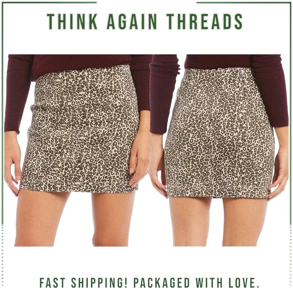 NWT Free People Modern Femme Novelty Leopard Skirt Tea Combo Size 8